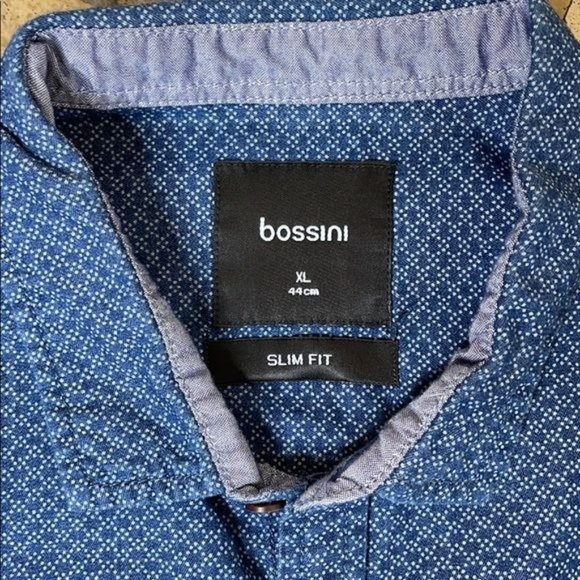 BOSSINI MEN'S Slim Fit Button Down Shirt Blue Size XL - Picture 6 of 11